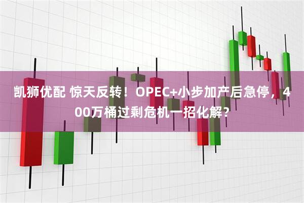 凯狮优配 惊天反转！OPEC+小步加产后急停，400万桶过剩危机一招化解？
