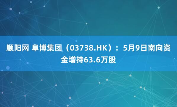 顺阳网 阜博集团（03738.HK）：5月9日南向资金增持63.6万股
