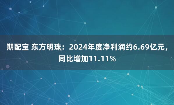 期配宝 东方明珠：2024年度净利润约6.69亿元，同比增加11.11%